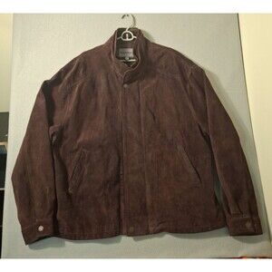 Johnston & Murphy Suede Leather Coat Jacket Men's XL Brown Heavy Preppy Warm